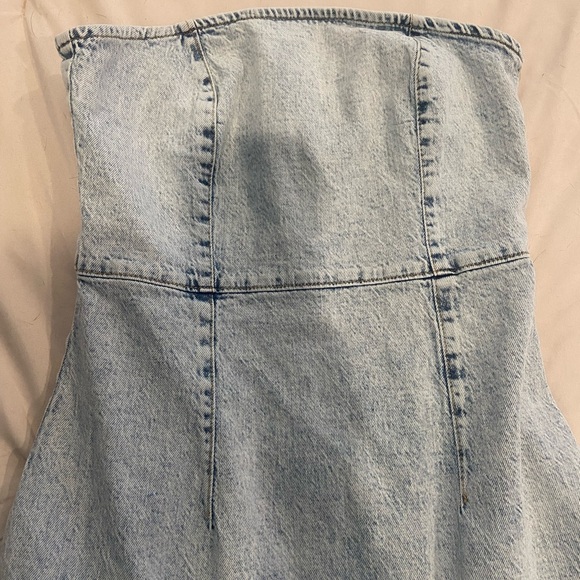 Light Blue Denim Strapless Dress - Picture 2 of 4